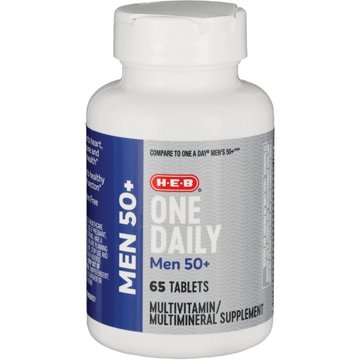 H-E-B Men 50+ One Daily Multivitamin Tablets, 65 ct