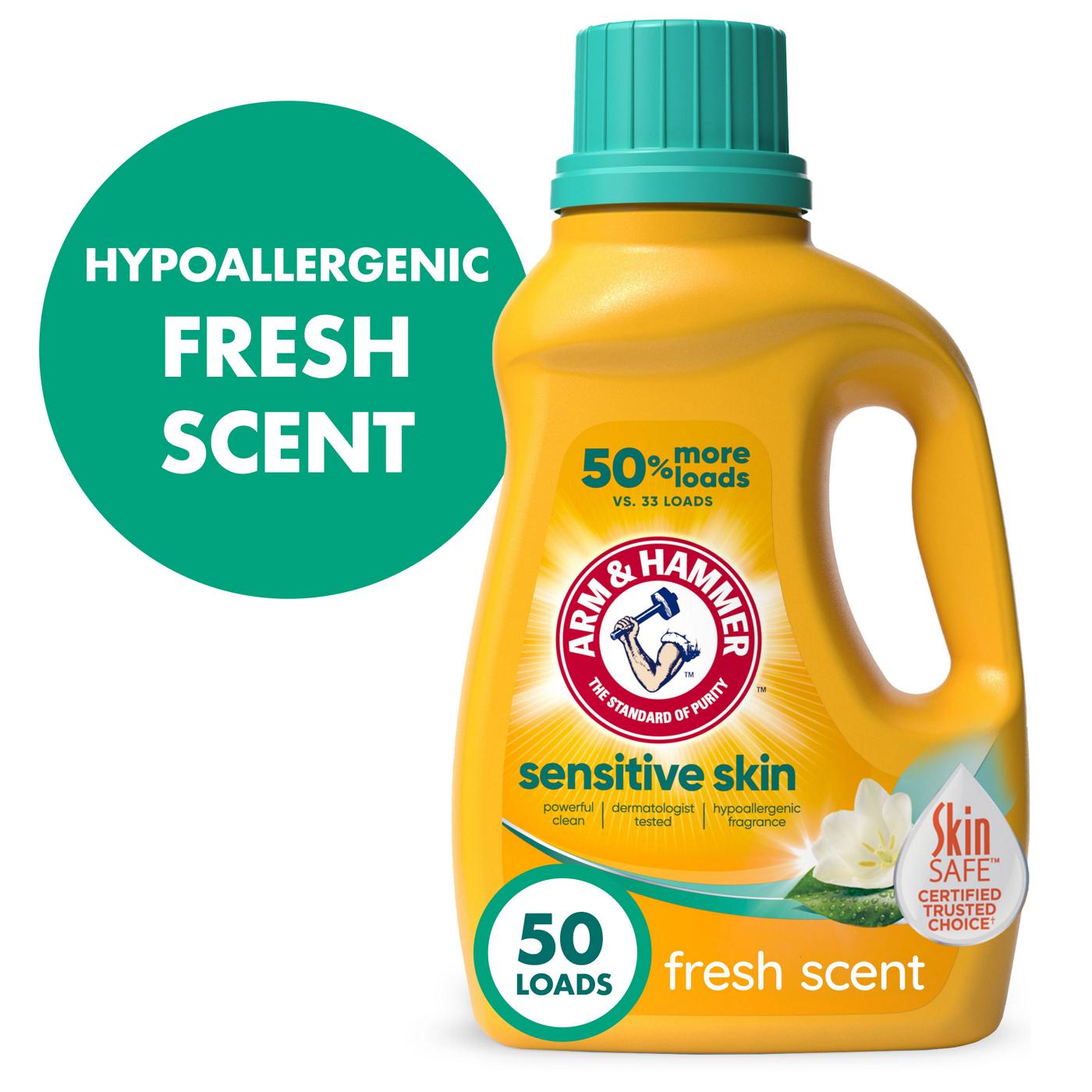 Arm & Hammer Sensitive Skin HE Liquid Laundry Detergent, 50 Loads -  Fresh; image 12 of 13