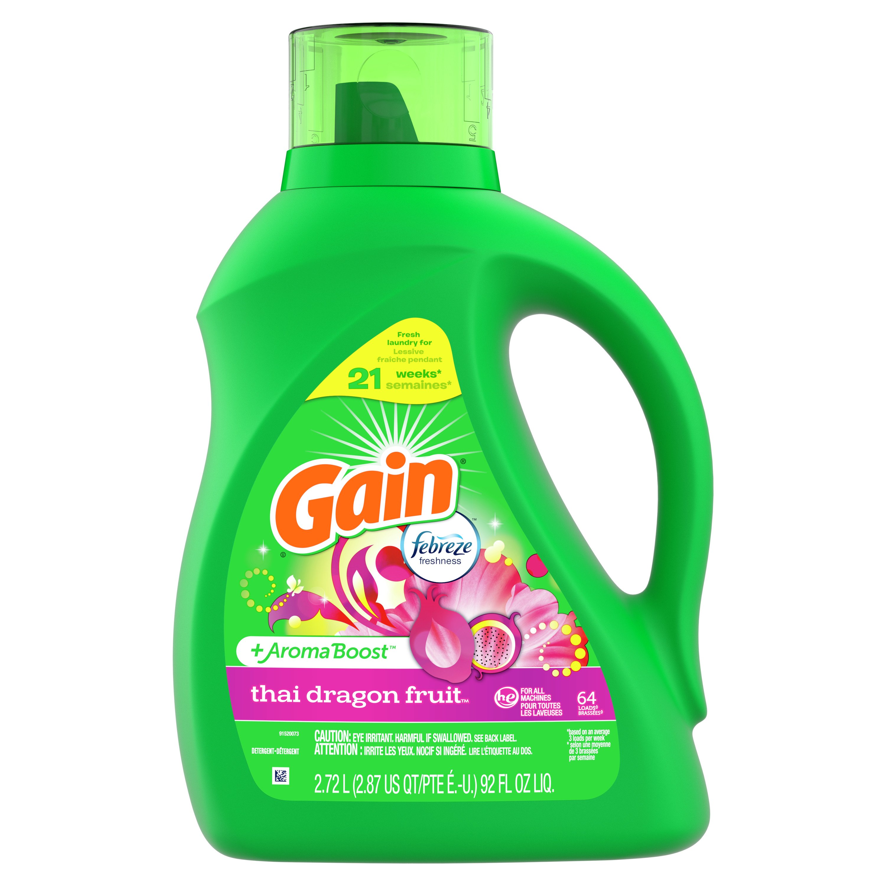 Gain with Febreze Thai Dragon Fruit HE Liquid Laundry Detergent 48 Loads Shop Detergent at HEB