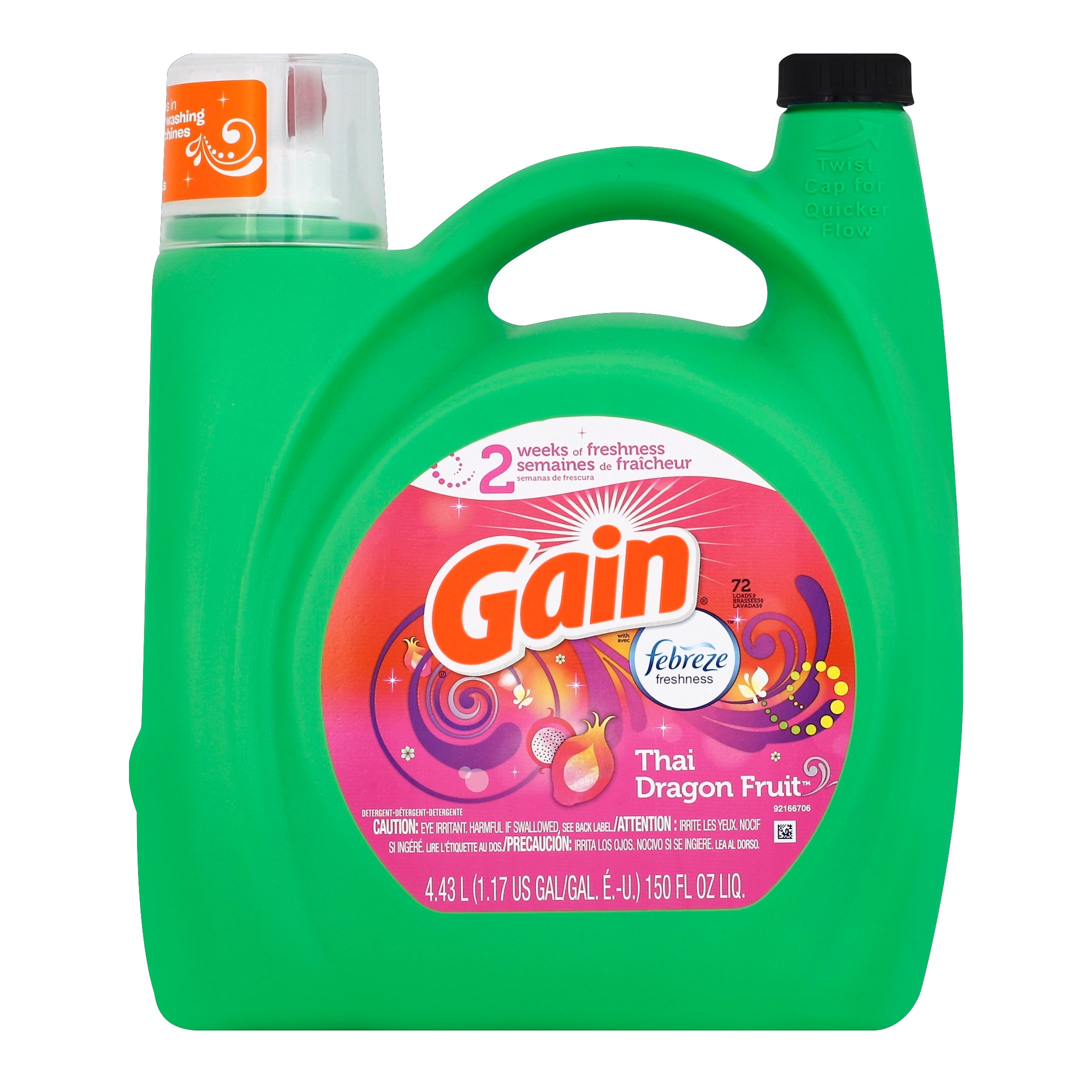 Gain + Febreze HE Liquid Laundry Detergent, 72 Loads Thai Dragon