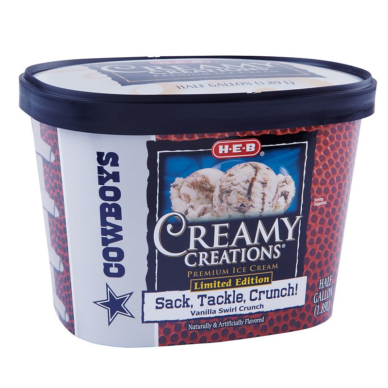 H-E-B Creamy Creations Dallas Cowboys Sack, Tackle, Crunch Ice Cream - Shop  Ice Cream & Treats at H-E-B