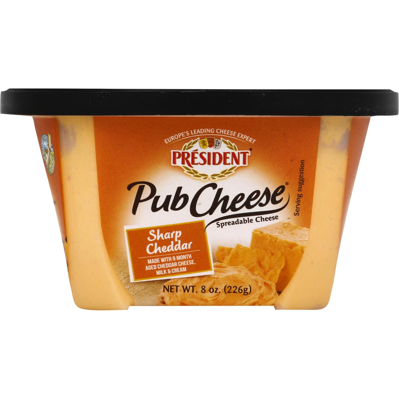 President Sharp Cheddar Pub Cheese; image 1 of 4