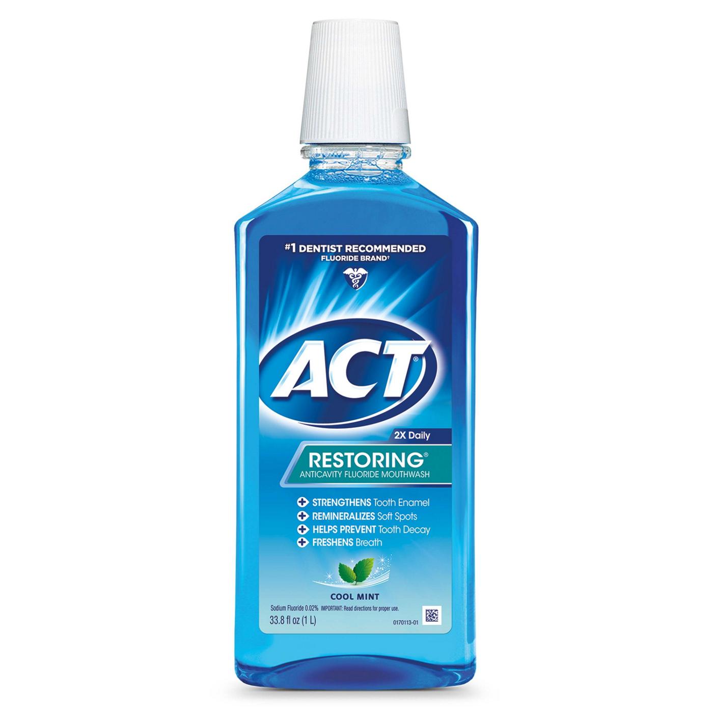 ACT Restoring Anticavity Fluoride Mouthwash - Cool Mint; image 1 of 5