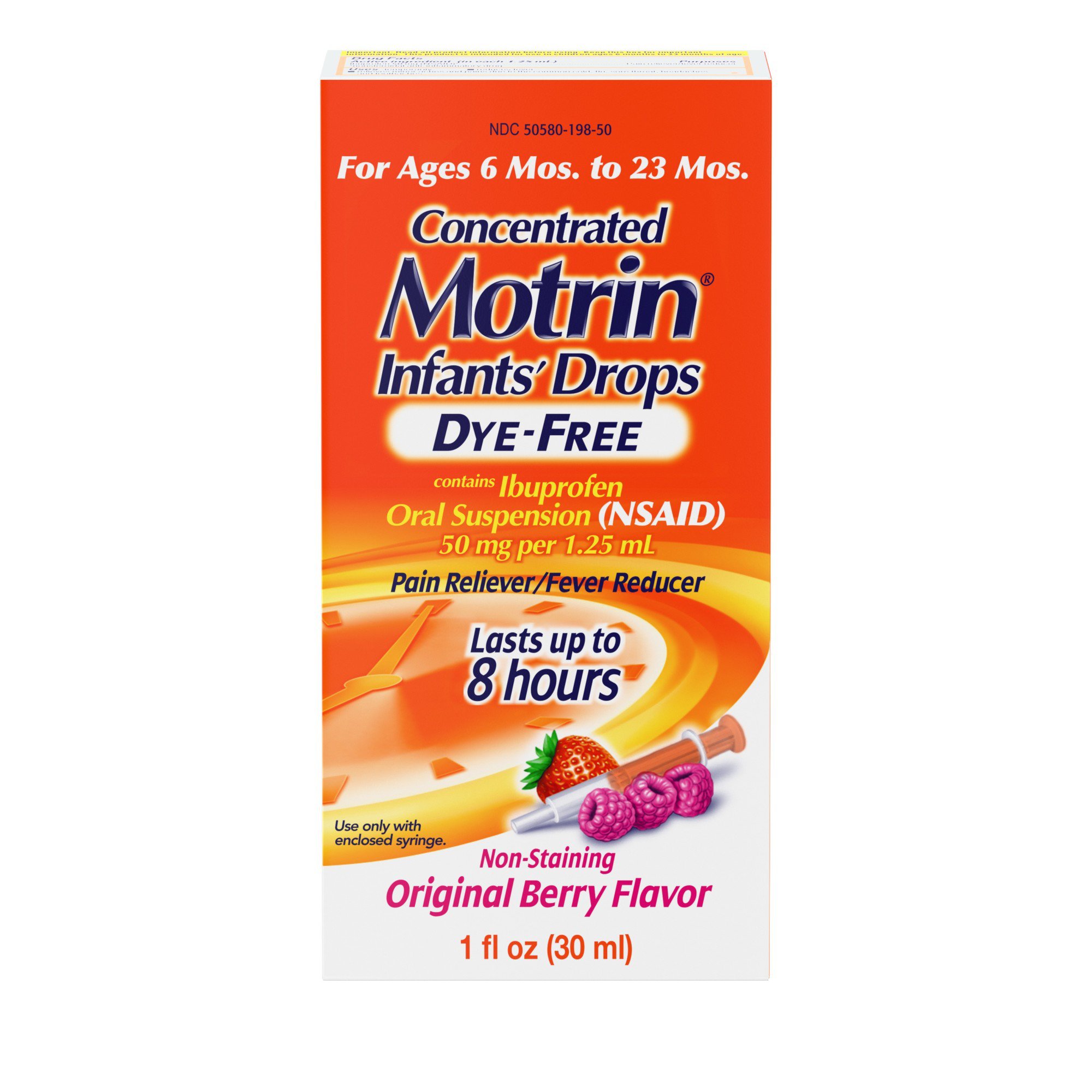 Infant's Motrin Concentrated Drops, Dye-Free, Berry, 1 oz