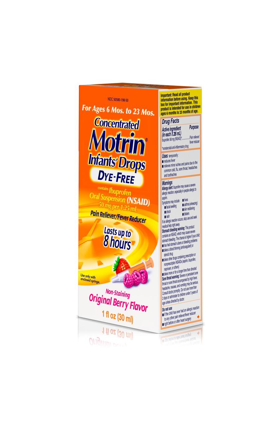 Infant's Motrin Concentrated Drops, Dye-Free, Berry; image 2 of 7
