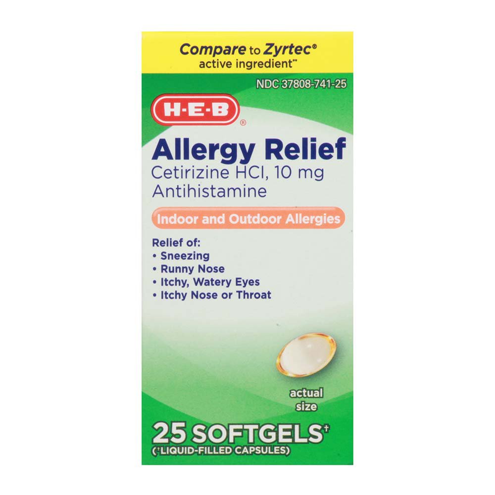 HEB All Day Allergy Cetirizine HCI 10 mg Softgels Shop Sinus