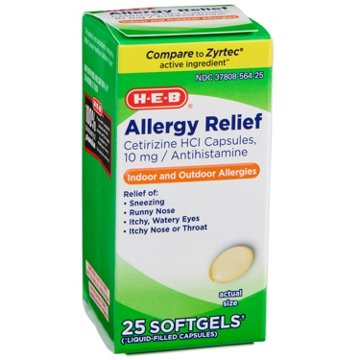 H-E-B Allergy Relief  Cetirizine 24 Hour Softgels – 10 mg, 25 ct