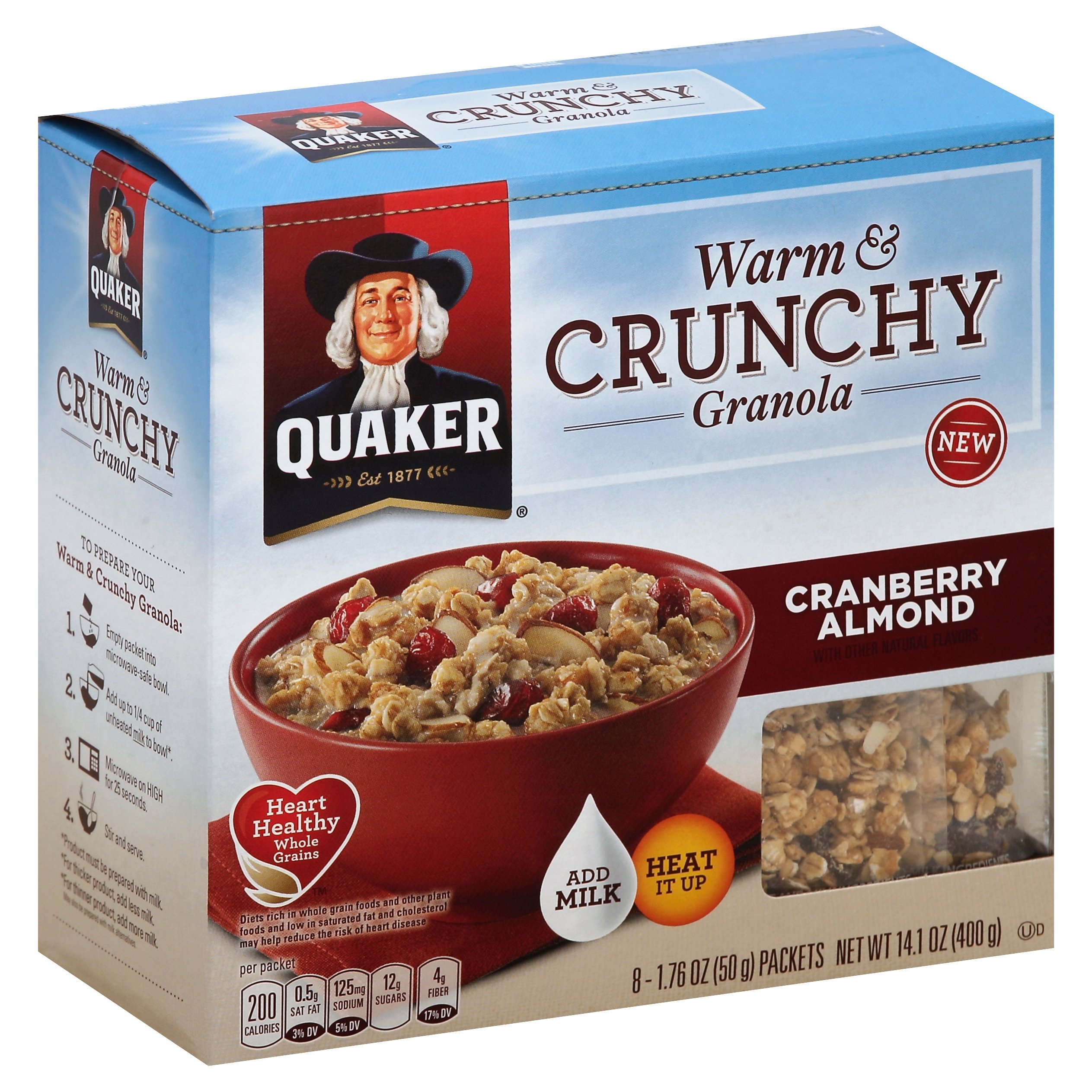 Quaker Warm & Crunchy Cranberry Almond Granola 8 PK Shop Oatmeal