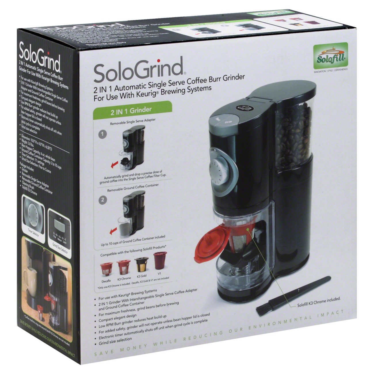 Solofill 6 oz. Black Chrome Burr Coffee Grinder with Grind Settings SG-10 -  The Home Depot