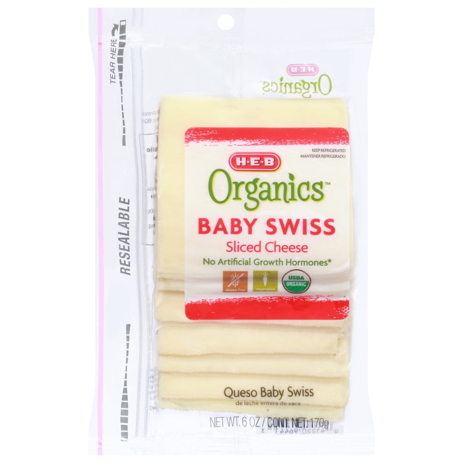 H-E-B Organics Baby Swiss Sliced Cheese, 6 oz