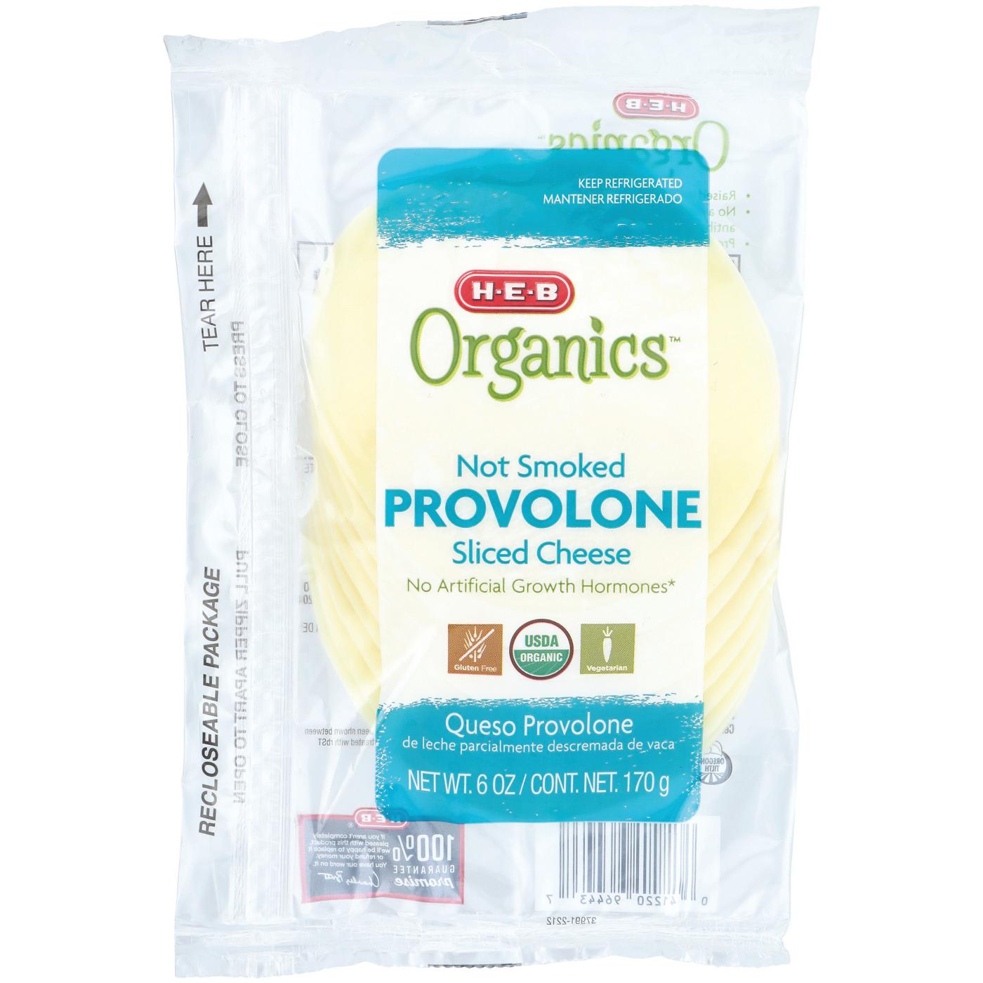 H-E-B Organics Provolone Sliced Cheese; image 1 of 2
