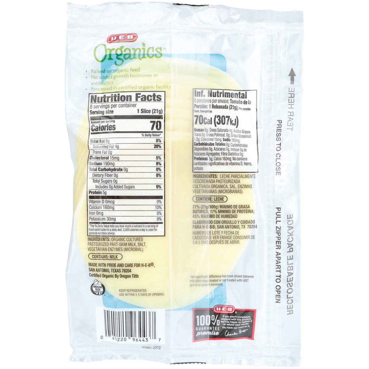 H-E-B Organics Provolone Sliced Cheese; image 2 of 2