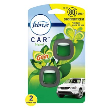 Febreze Car Gain Original Scent Odor-Eliminating Vent Clips, 2 ct