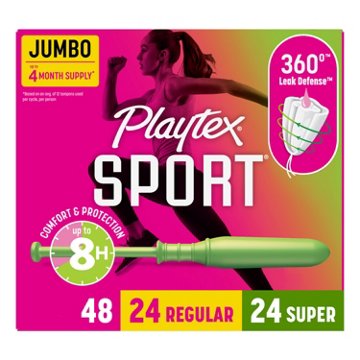 Playtex Sport Tampons Multipack - Regular & Super, Unscented, 48 ct