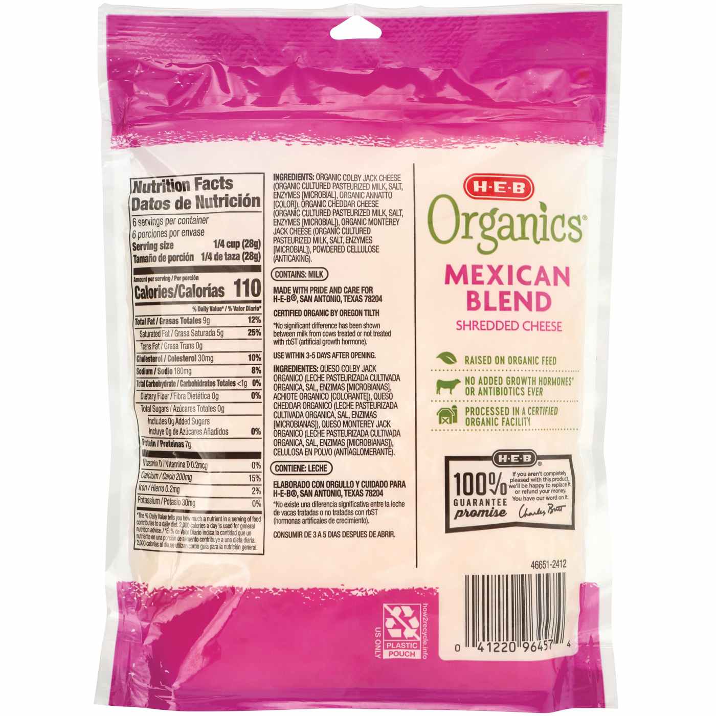 H-E-B Organics Mexican Blend Shredded Cheese; image 2 of 2