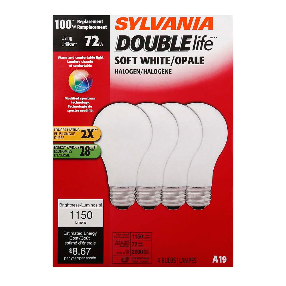 Sylvania Double Life A19 100Watt Soft White Halogen Light Bulbs Shop