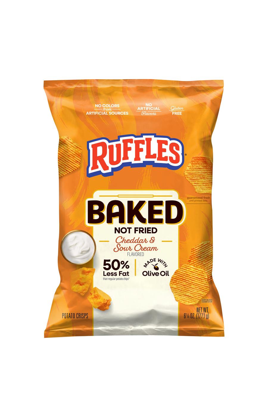 Ruffles Oven Baked Cheddar & Sour Cream Potato Crisps; image 1 of 3