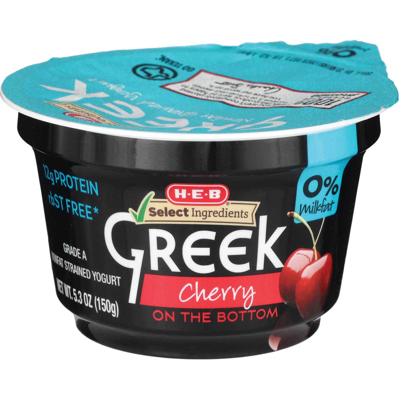 H-E-B Non-Fat Cherry Greek Yogurt; image 2 of 2