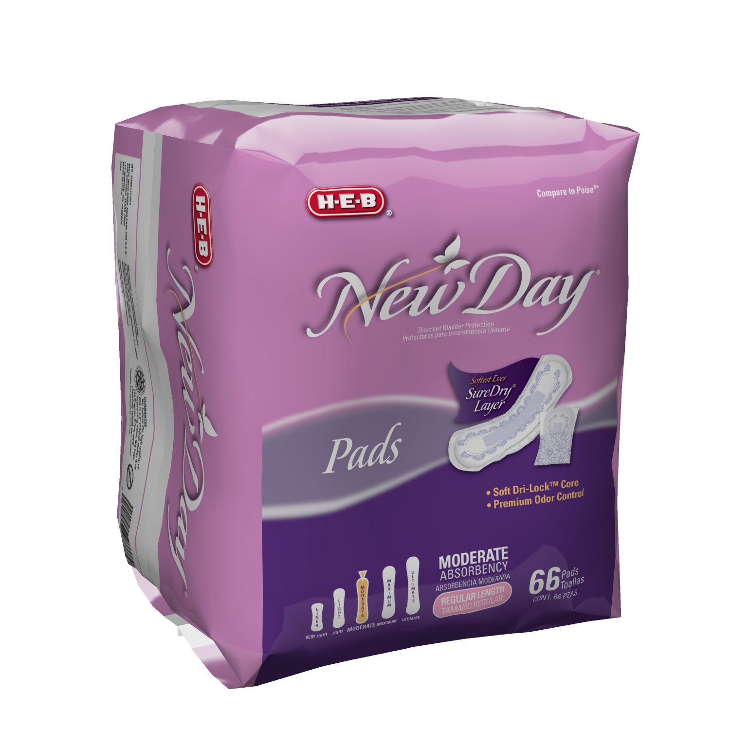 HEB New Day Regular Moderate Absorbency Pads Shop Incontinence at HEB