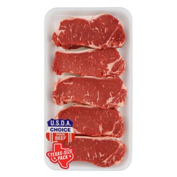 H-E-B Boneless Beef New York Strip Steaks, Thick Cut - USDA Choice - Texas-Size Pack, Avg. 2.93 lbs