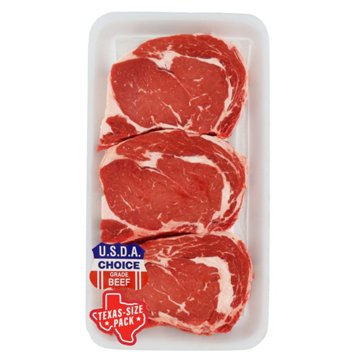 H-E-B Boneless Beef Ribeye Steaks - USDA Choice - Texas-Size Pack, Avg. 3.02 lbs