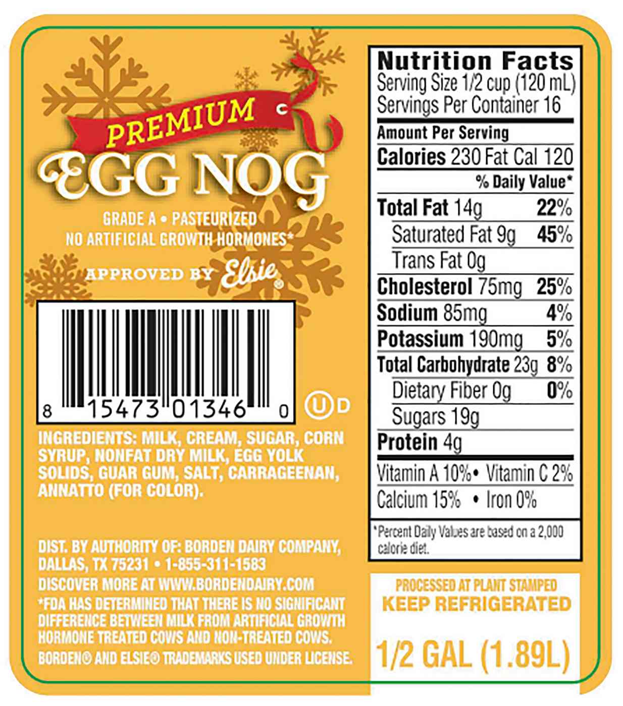 Borden Premium Egg Nog; image 2 of 2