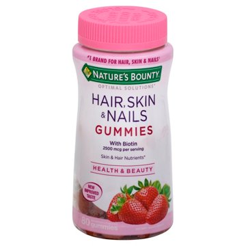 Nature's Bounty Optimal Solutions Hair Skin & Nails Strawberry Gummies, 80 ct