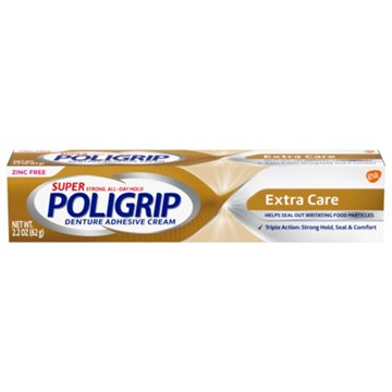 Super Poligrip Extra Care Zinc Free Denture Adhesive Cream, 2.2 oz