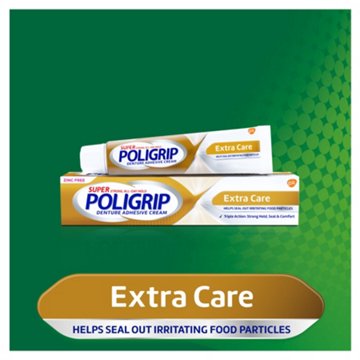 Super Poligrip Extra Care Zinc Free Denture Adhesive Cream, 2.2 oz