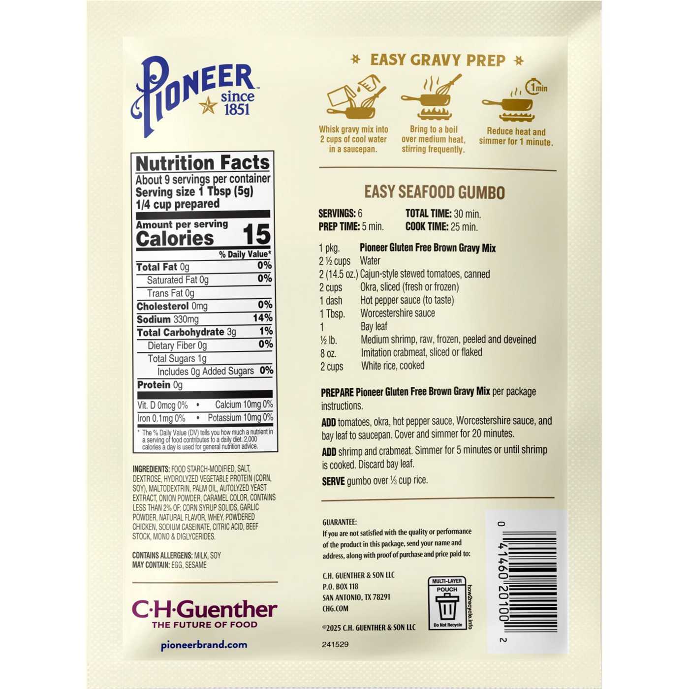 Pioneer Brand Gluten Free Brown Gravy Mix Shop Gravy at HEB