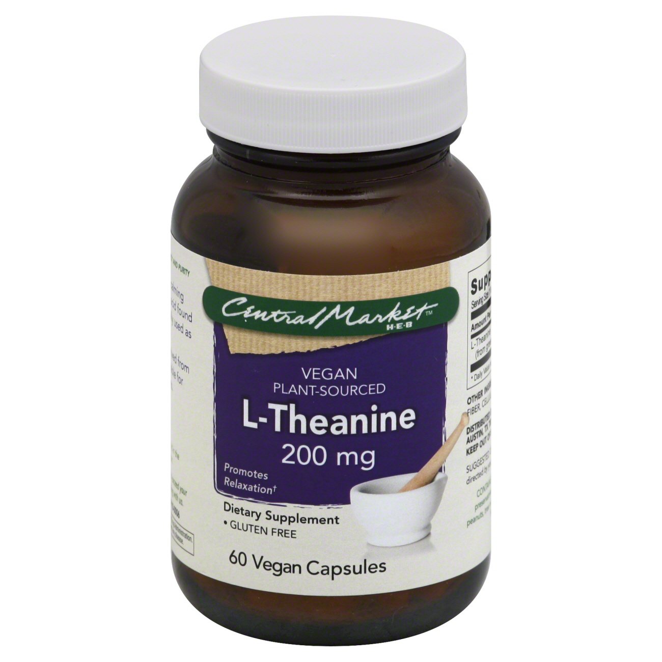 Central Market L-Theanine 200mg Capsules, 60 ct