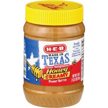 H-E-B Made in Texas Creamy Peanut Butter - Texas Wildflower Honey, 18 oz