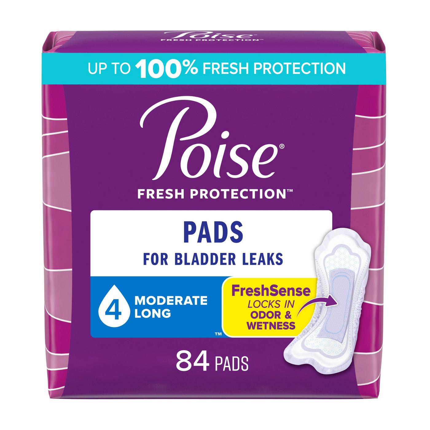 Poise Long Incontinence & Postpartum Pads - 4 Drop Moderate; image 1 of 5