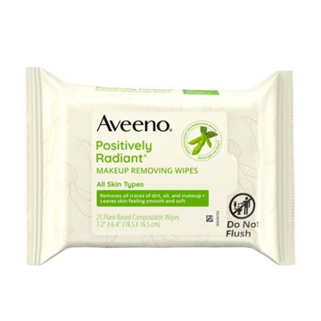 Aveeno Positively Radiant Makeup Removing Wipes, 25 ct