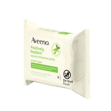 Aveeno Positively Radiant Makeup Removing Wipes, 25 ct