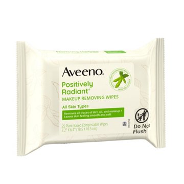 Aveeno Positively Radiant Makeup Removing Wipes, 25 ct