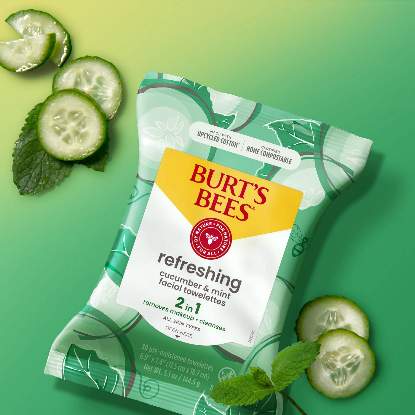 Burt's Bees Refreshing Facial Towelettes - Cucumber & Mint; image 4 of 13