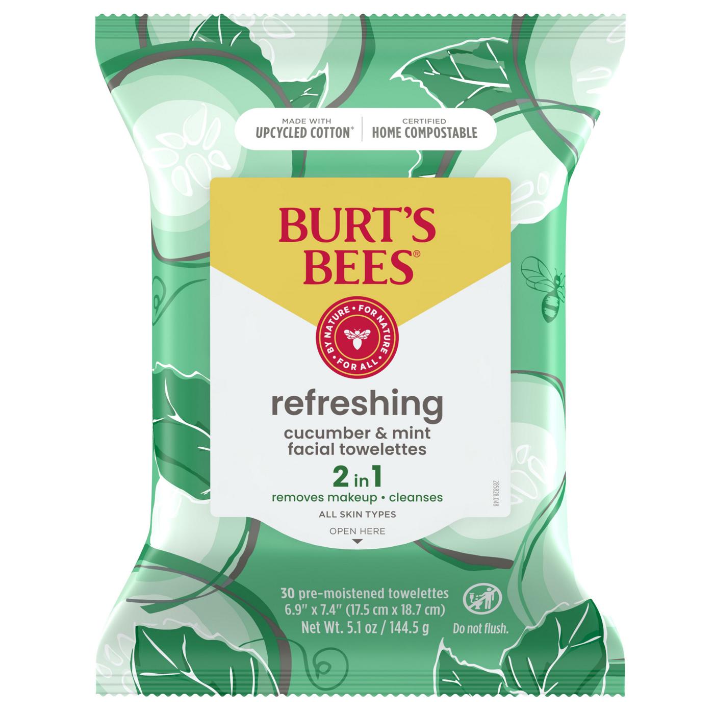 Burt's Bees Refreshing Facial Towelettes - Cucumber & Mint; image 1 of 13