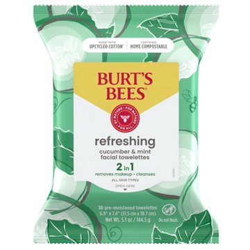 Burt's Bees Refreshing Facial Towelettes - Cucumber & Mint, 30 ct