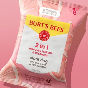 Burt's Bees Clarifying Facial Towelettes - Pink Grapefruit, 30 ct