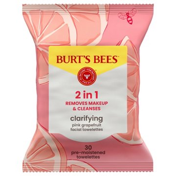 Burt's Bees Clarifying Facial Towelettes - Pink Grapefruit, 30 ct