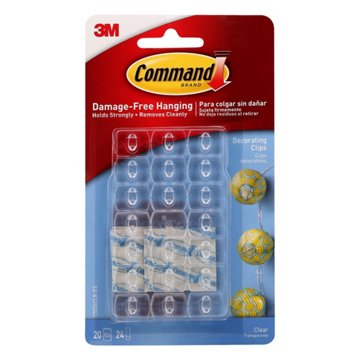Command Decorating Clips - Clear, 20 pk