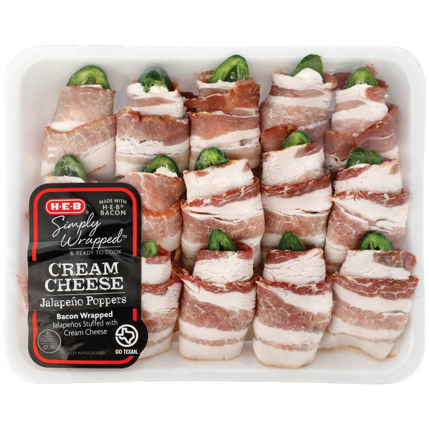 H-E-B Simply Wrapped Cream Cheese Jalapeno Poppers - Value Pack; image 1 of 2
