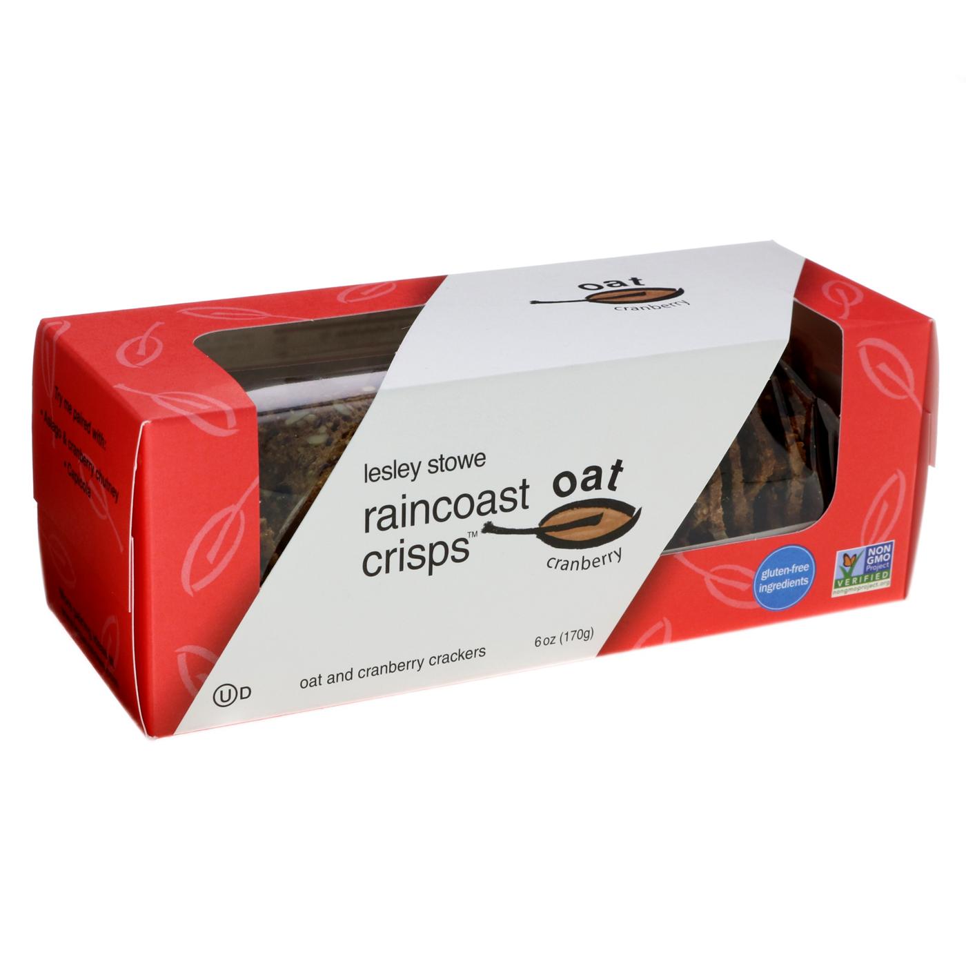 Lesley Stowe Raincoast Cranberry Oat Crisps; image 1 of 2