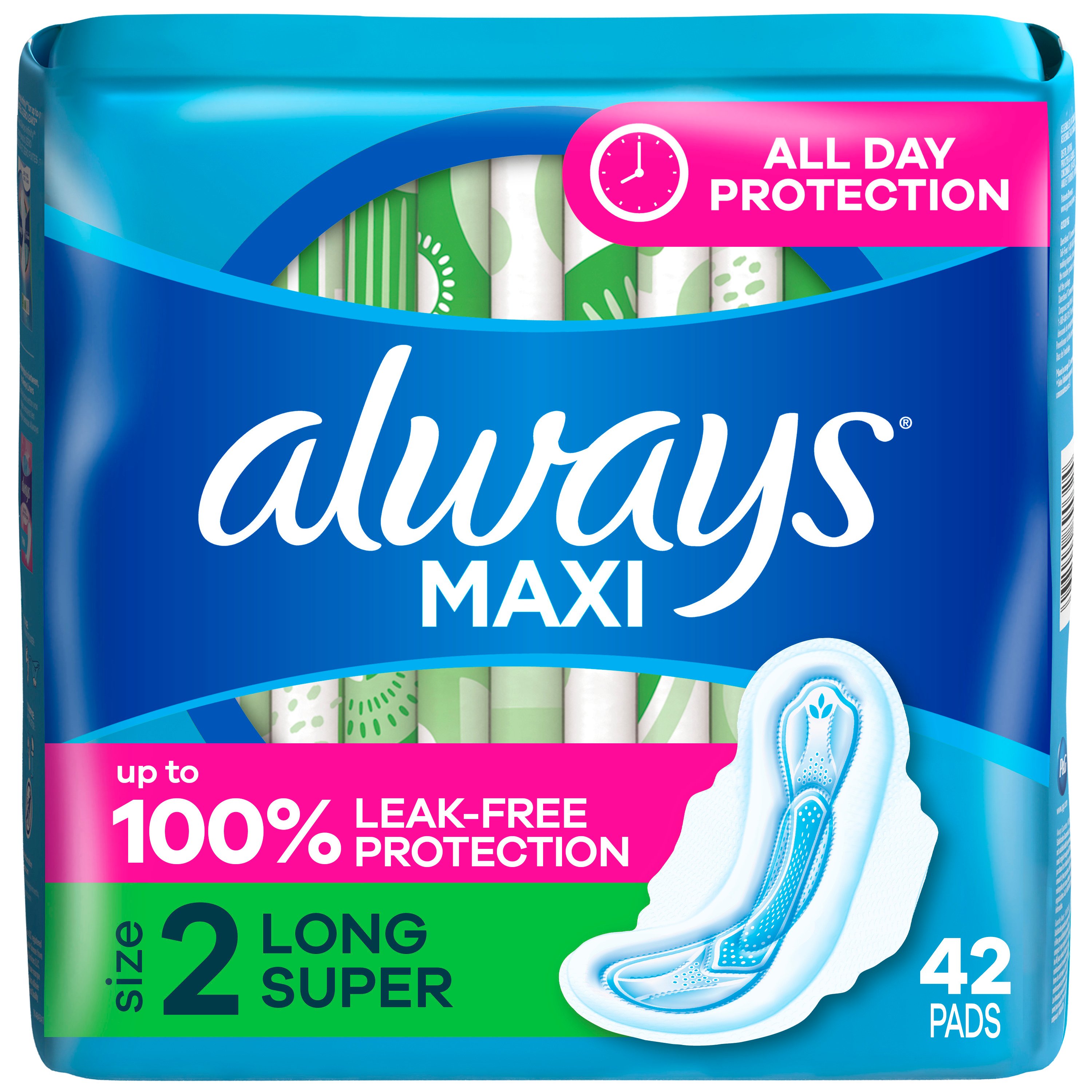 Always Maxi Daytime Pads with Wings, Super, Unscented Size 2 Shop