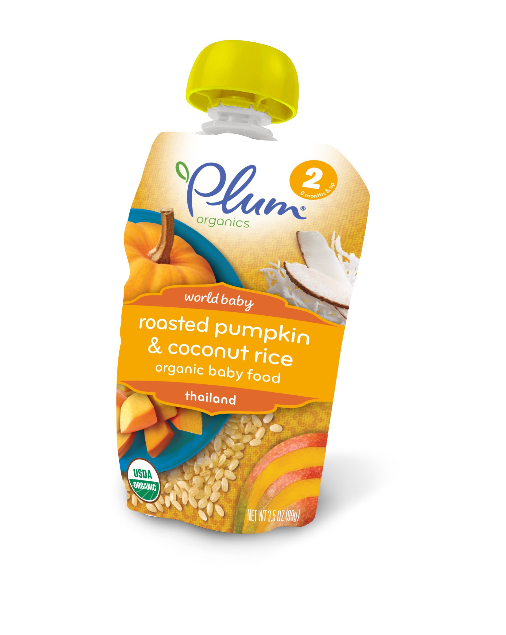 Plum Organics Stage 2 World Baby Roasted Pumpkin and Coconut Rice Baby(02)
