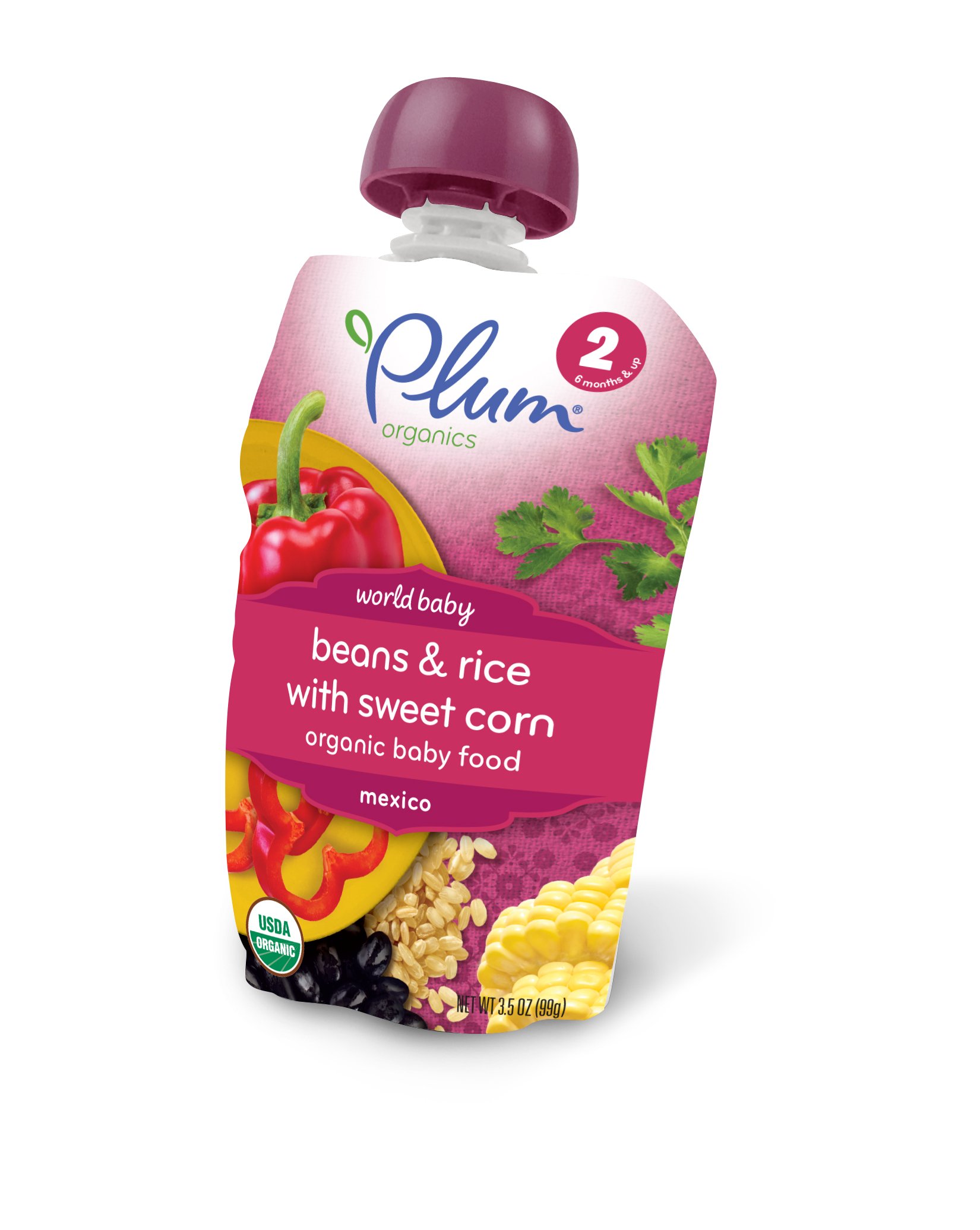 Plum Organics Stage 2 World Baby Beans and Rice With Sweet Corn Baby