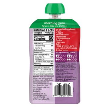 Plum Organics Mighty Morning Pouch - Apple, Blackberry, Purple Carrot, Greek Yogurt +Oat
