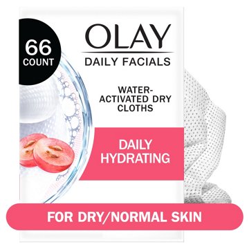 Olay Daily Facial Hydrating Cleansing Cloths with Grapeseed Extract, 66 ct