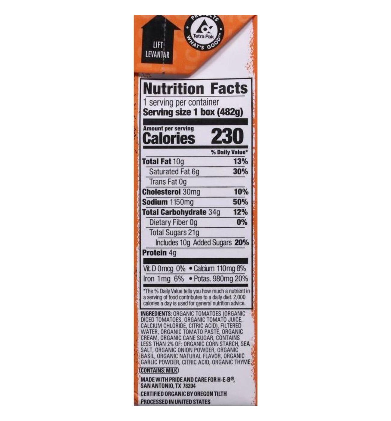 H-E-B Organics Tomato Basil Soup; image 8 of 9